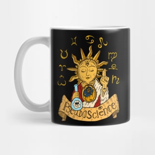 pseudoscience, astrology and tarot cards VS science and research. Mug